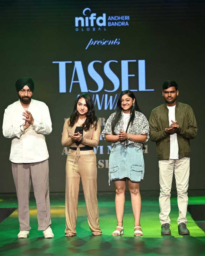 Fashion design students receiving awards at NIF Global Mumbai fashion design institute in Mumbai